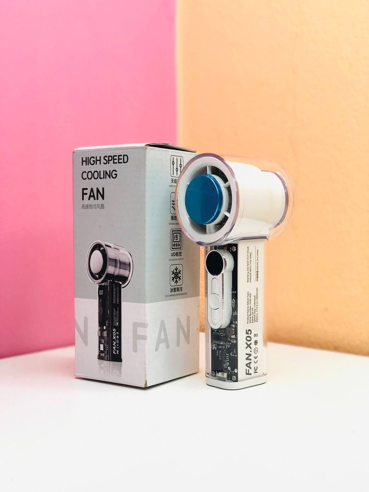 730491448_122117868386893144_3428717420506213969_n Cooling Fan X05 Handheld Fan 100 Speed Levels - Cold Compress Ice - Digital Display Portable Rechargeable Mini Fan - Long Battery Life - Image 1